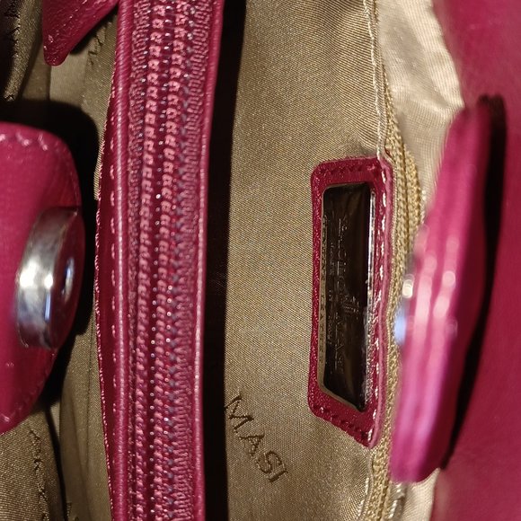 Paolo Masi Red Handbag Genuine Leather Flower Canvas Hobo Smal Bag Italy Vintage - Picture 4 of 6